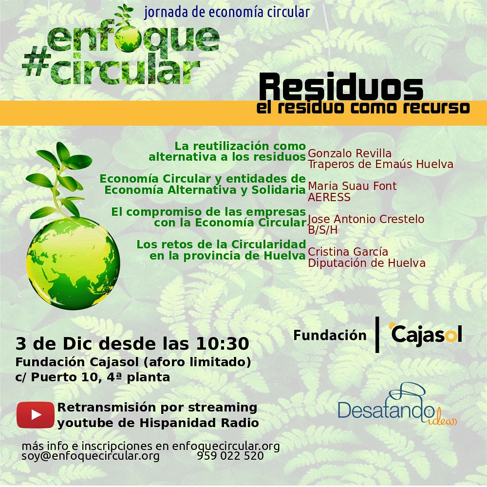 traperoshuelva's tweet photo. ¡Todo listo! Mañana es hoy. ¡Vamos!  #Reutilización y mucho más en las jornadas #EnfoqueCircular. Creemos que ha quedado un programa más que interesante. https://t.co/tb5yKYpDTA