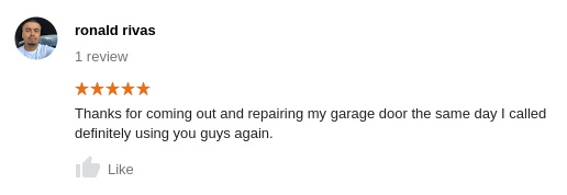 GateGarageguys's tweet photo. A big thank you to our client 𝙍𝙤𝙣𝙖𝙡𝙙 𝙍𝙞𝙫𝙖𝙨 who left us this great review on Google! Thanks for your valuable feedback! ❤️

#Review #reviews #feedback #5stars #testimonials #thegateandgarage https://t.co/mlH5QF2u4C