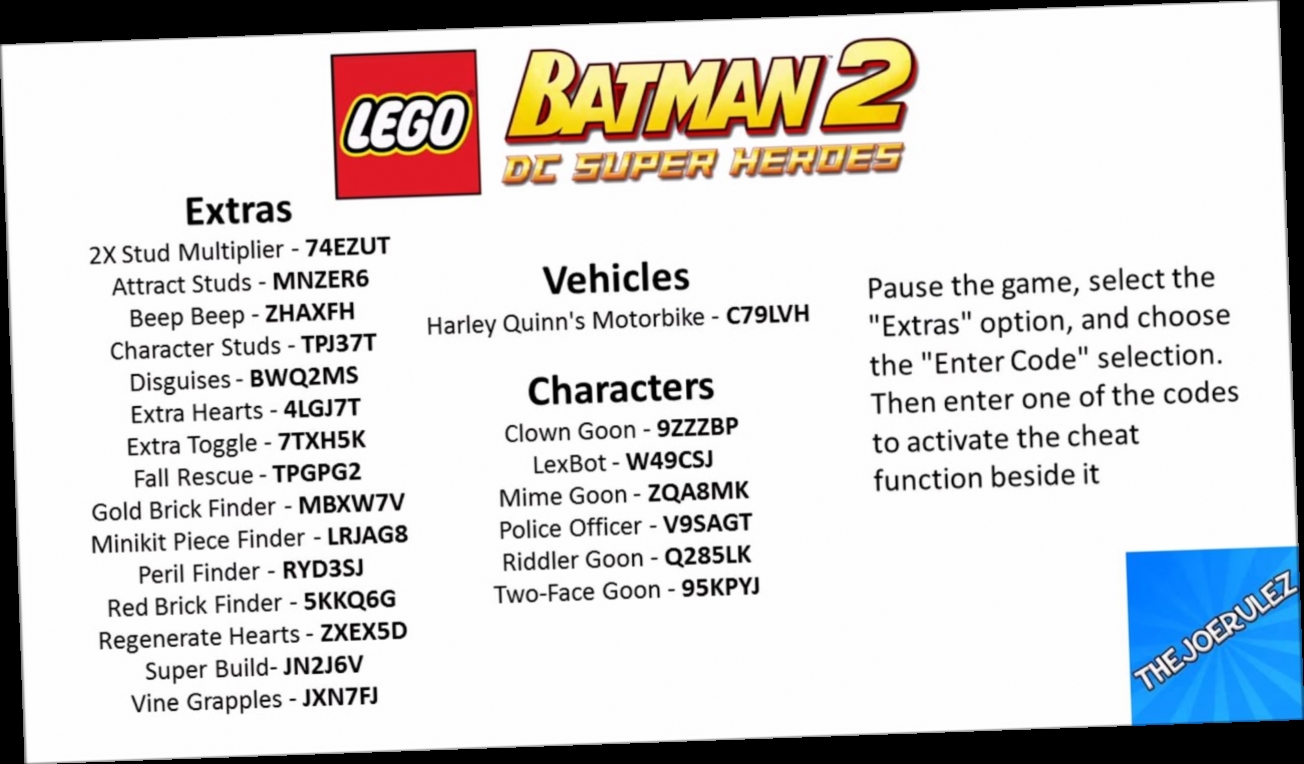 LEGO Batman 2 cheats, full list of codes & how to use them