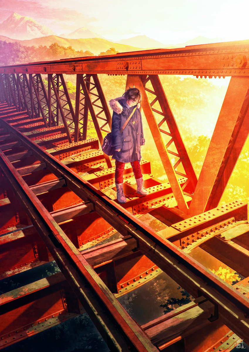 Mocha 画集第2弾発売決定 V Tvittere 風景イラスト 鉄橋 Mocha 画集第2弾発売決定 V Tvittere 風景イラスト 鉄橋