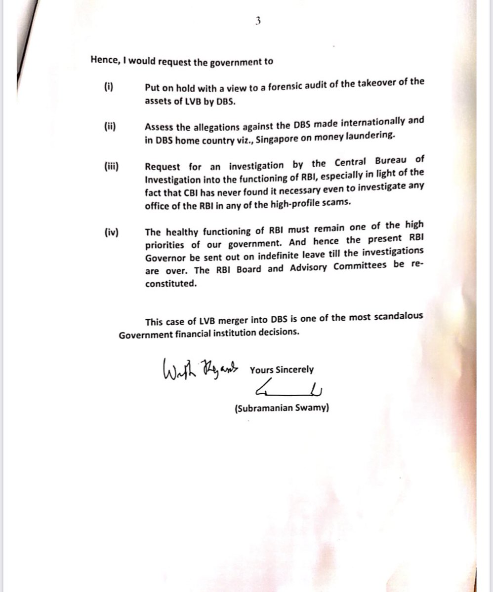 Swamy39's tweet image. I have written to Prime Minister @narendramodi today about the corrupt merger of Laxmi Vilas Bank with DBS