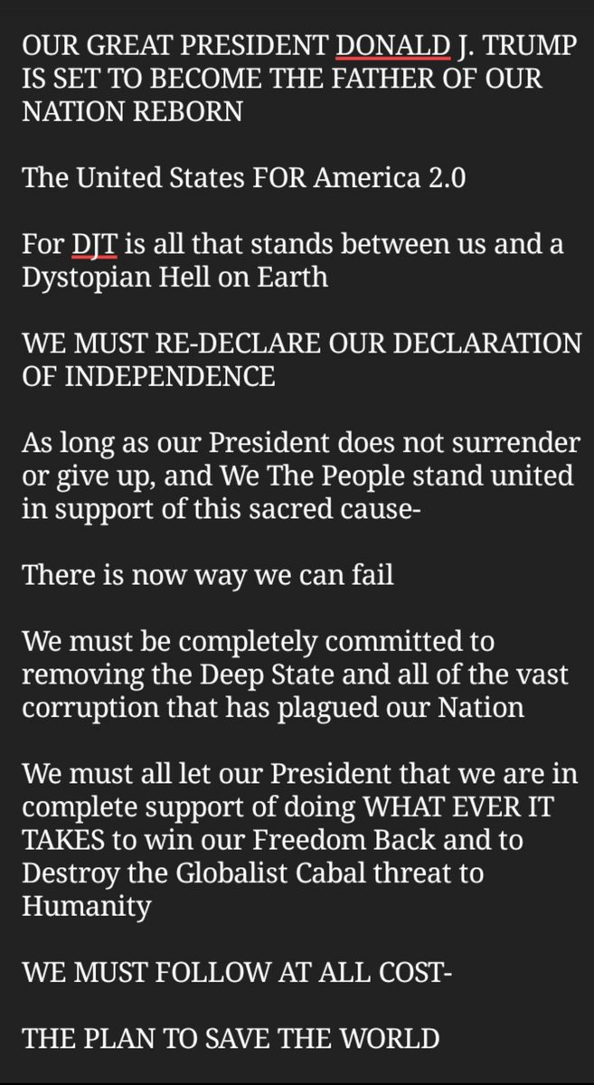OUR GREAT PRESIDENT DONALD J. TRUMP IS SET TO BECOME THE FATHER OF OUR NATION REBORN  @realDonaldTrump The United States FOR America 2.0For DJT is all that stands between us and a Dystopian Hell on EarthWE MUST RE-DECLARE OUR DECLARATION OF INDEPENDENCE