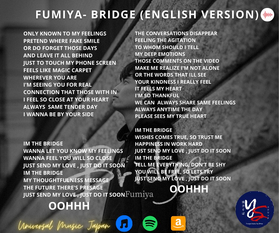 Ys Official 焼きそば スクワッド Fumiya Bridge English Version Lyrics Keep Streaming The Song Too Fam Hoping We Can Hear It All Over The Radio Station Nationwide Please Also Watch