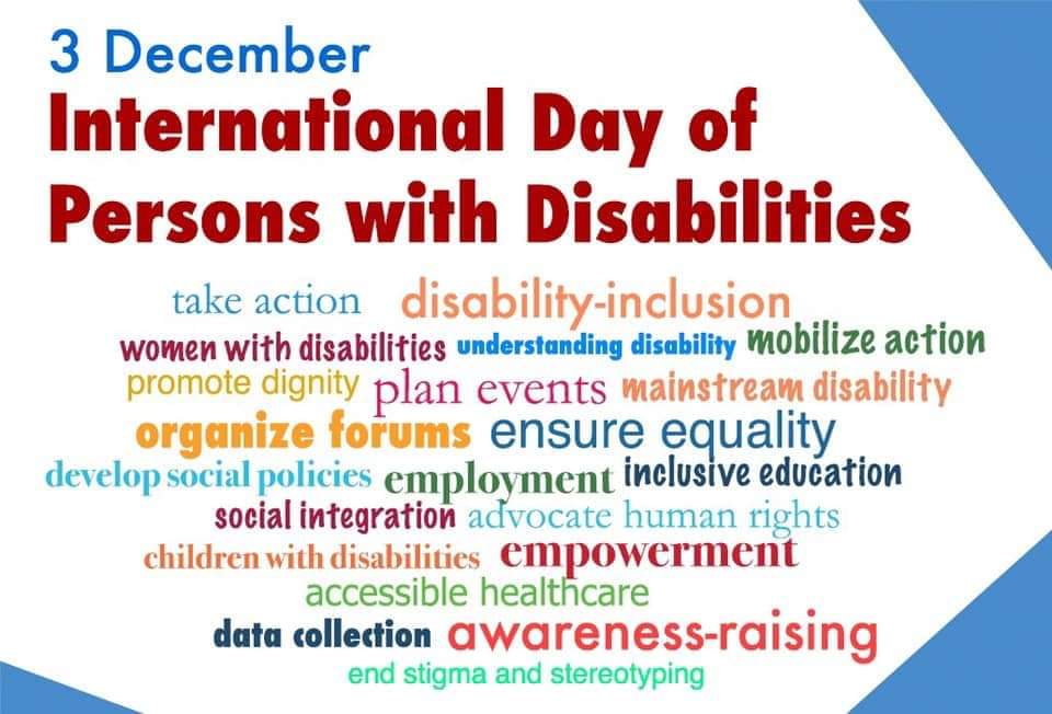 Today is  International Day of Persons with Disabilities. Raise your voice for the rights, well-being &amp; inclusion of people with disabilities everywhere.  #internationaldayofpersonswithdisabilities