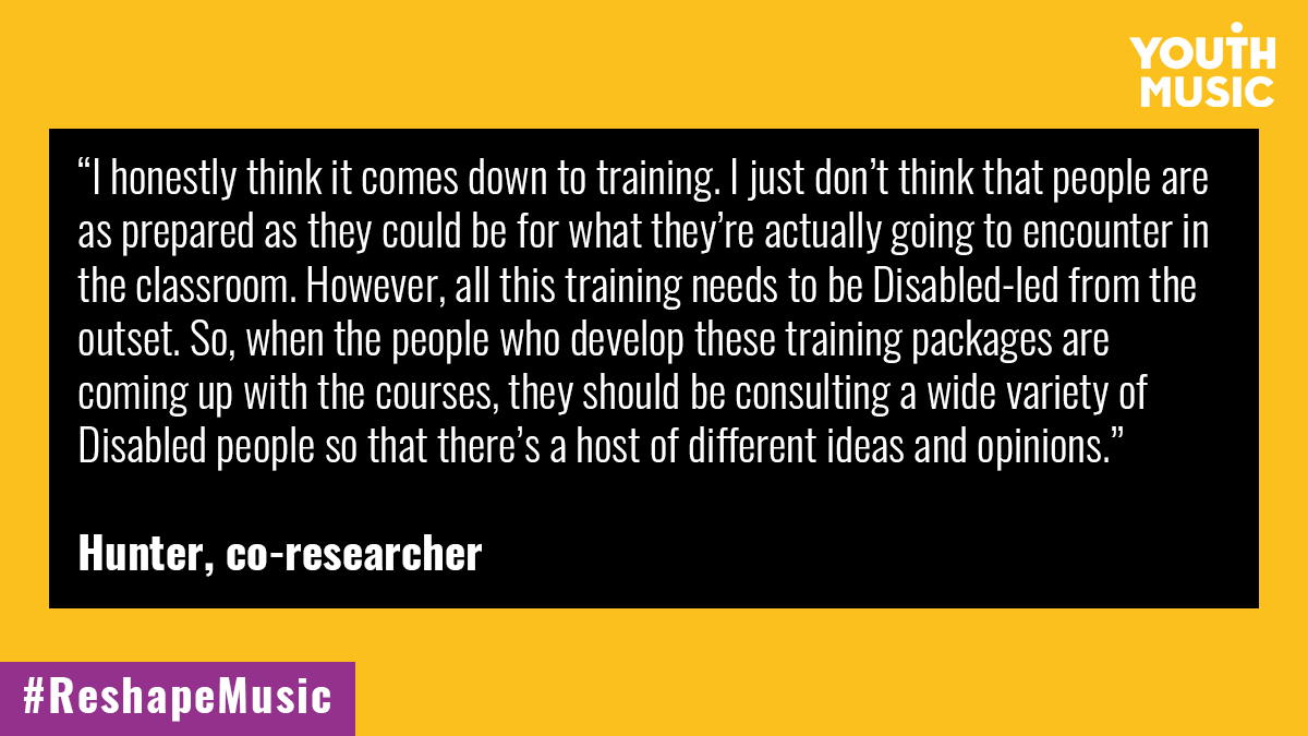  Drummer Hunter is a student at  @FalmouthUni. He calls on music education training to be Disabled-led. Watch Hunter's interview:  https://bit.ly/2JDQaV1&nbsp;4/10