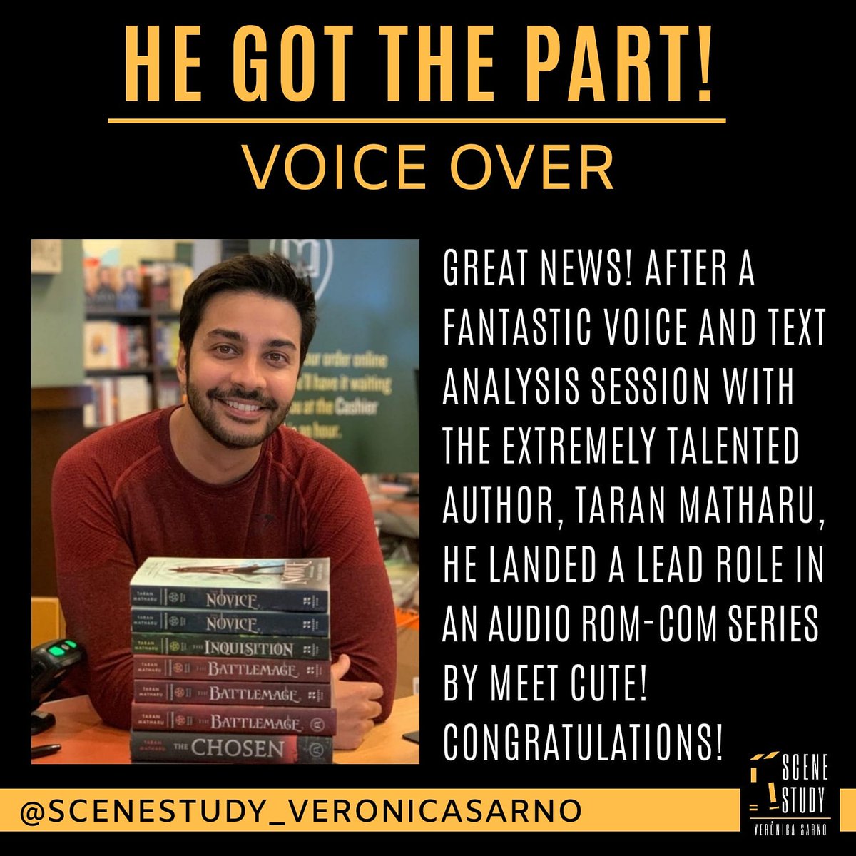 scenestudy_vs's tweet photo. A big congratulations to the author 📚 @taranmatharuauthor for landing a #leadrole in a #voiceoverproject 🎙 by @meetcute 
Very well deserved! 👏
.
#voiceover #writer
#bookwriter
#author #books
#writerslife #authorslife #authorslifestyle #voiceoverartist
#voiceoveraudition https://t.co/0HsuNgKpdG