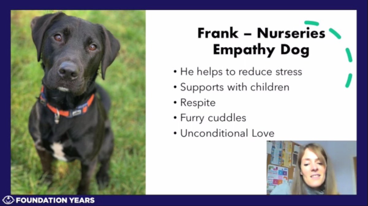 FoundationYears's tweet image. Great to hear from Lucy how Frank the empathy dog supports both staff and children's wellbeing in her #earlyyears setting #LEDevents