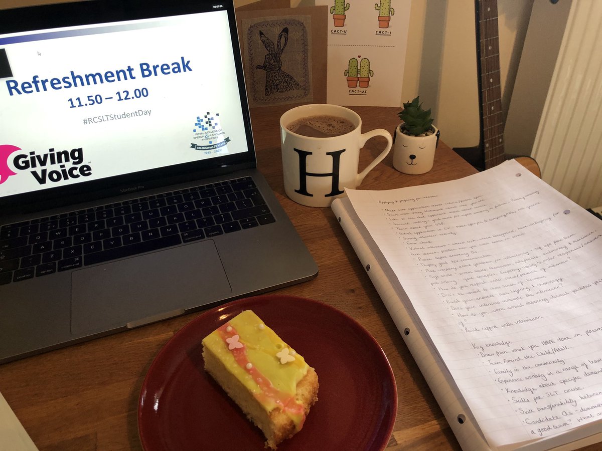 3rd brew of the day for #RCSLTstudentday accompanied by a slice of homemade Christmas tree cake 🎄 Hand cramp is setting in from ✨frantic✨ note writing but it will all be absolute gold in the coming months when it comes to interview & NQP prep! #SLT2B 🗣