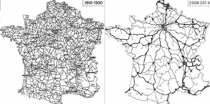イギリスもフランスも大分鉄道が減ったなあ 