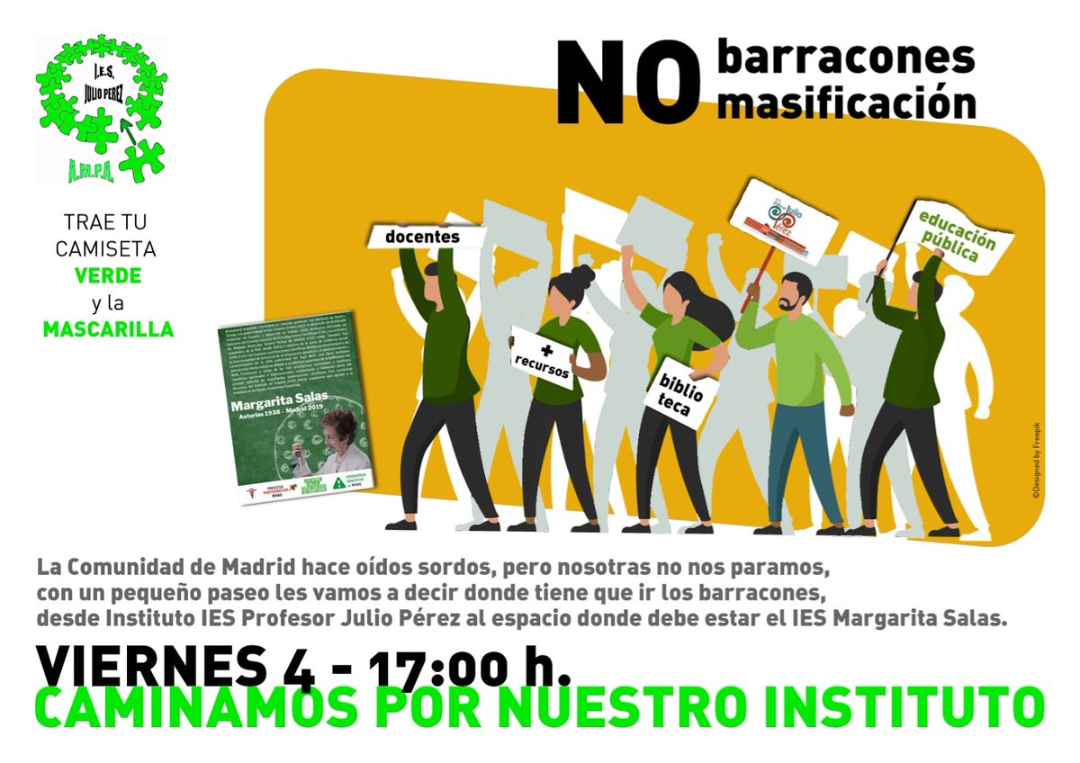Ampapjulioperez's tweet photo. @ComunidadMadrid no nos escucha. Mañana viernes 4 a las 17:00 salimos desde @Ampapjulioperez para decirles dónde tienen que poner los barracones: donde iría el IES Margarita Salas. @EducativaRivas @FAPA_rivas @Asoci_Rivas @DulceSalvemos @josalfaro @ampa_la_luna @ampalasciguenas https://t.co/NeoI0QIvQh
