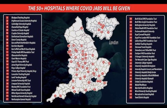 If this map of hospitals giving COVID jabs is right - and I realise in this day and age you always have to have that caveat - it’s not exactly hard to see the part of the country that’s been ignored. Again.....