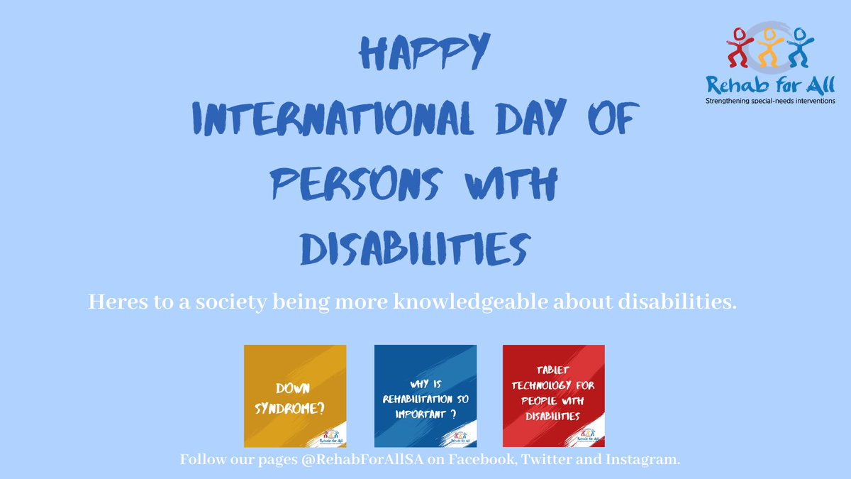 RehabforAllSA's tweet photo. Happy international day of persons with disabilities! - 3 December 2020
#RehabForAllSA 
#DRAM2020
#disabilityinclusionSA
#hcsmsa https://t.co/ZNCFyJTuPi