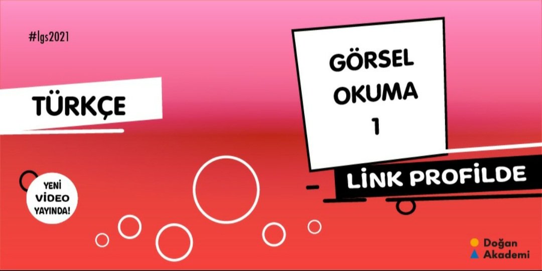 LGS 2021'e hazırlanmaya soluksuz hazırlanmaya devam ediyoruz. Evet, bugünkü dersimiz Türkçe! 📢 "🥳 ''Görsel Okuma'' konu anlatımı ve örnek sorular ... Videomuz yayında. 👍🏻 Yeni videolardan haberdar olmak için bildirimlerini açık tutmayı unutma! 🤓 Link 👉 bit.ly/36wEZ9y
