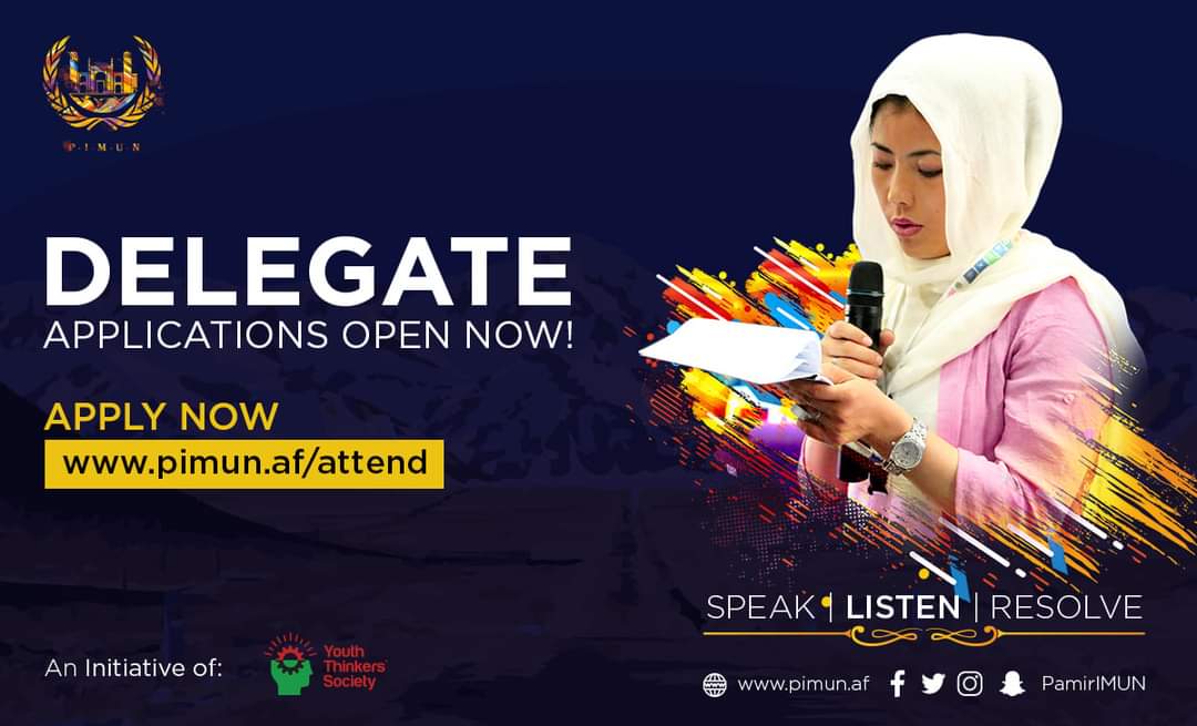 yts_af's tweet photo. The much-awaited DELEGATE APPLICATION is now open for the fifth iteration of Pamir International MUN. 
Apply now: https://t.co/I6nd9M5LMd
Deadline: Dec 5th, 2020
150 full &amp; partial scholarships are available. https://t.co/ZEjWm7c0xO