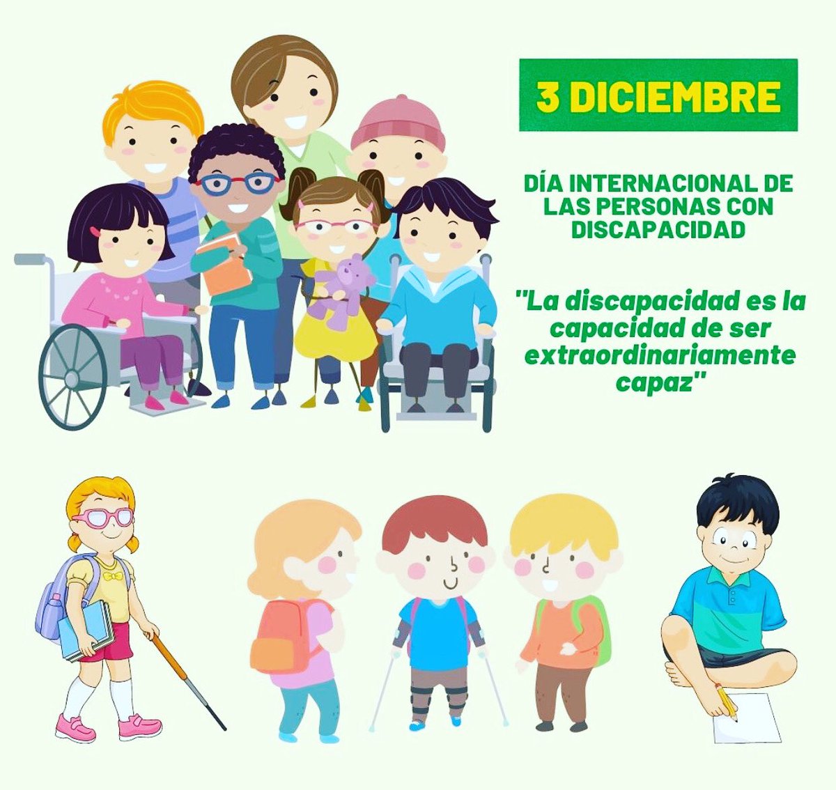 _AER_es's tweet photo. 3 de Diciembre
"La accesibilidad y la inclusión d las personas con discapacidad son derechos fundamentales".
#DiaInternacionalDeLaDiscapacidad
#Retinoblastoma #visiónmonocular #deficitvisual #RB #RBB
“La discapacidad es la capacidad de ser extraordinariamente capaz” https://t.co/eQ02PzHJcT