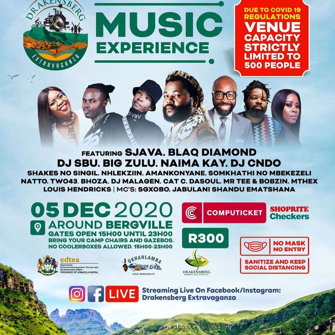 Drakensberg Extravaganza is here! This Sat 5 December. COVID-19 Regulations Compliance will be fully enforced and tickets sales will be limited to comply with max of 500 people. Buy yours now first come first served! <a href="/Computicket/">Computicket</a> now!!!!!!
