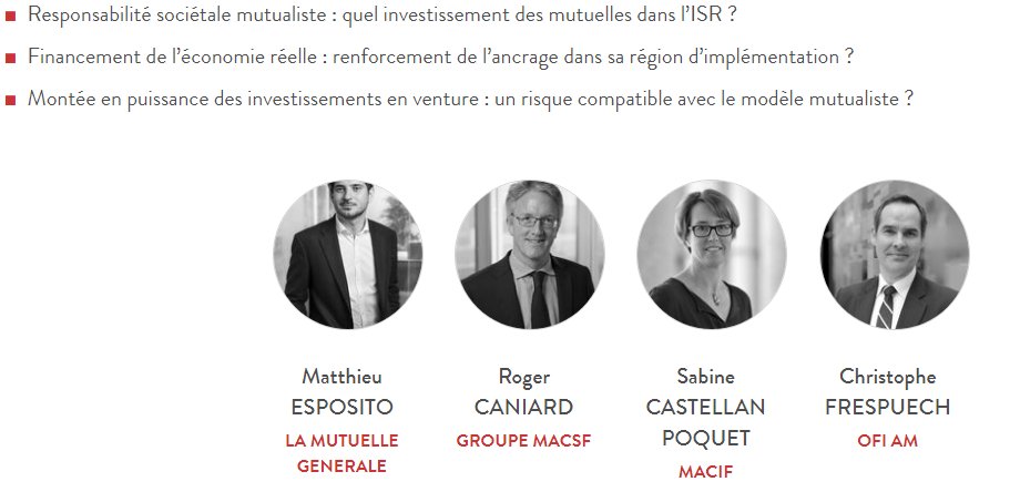 MACSF_archives's tweet image. C’est aujourd’hui ! Roger Caniard de la #MACSF participe au débat à 14h15 👉«stratégie d’investissement avec sa raison d’être mutualiste?» @argusassurance  avec  
▶️Sabine Castellan-Poquet @GroupeMacif
▶️Matthieu Esposito @LaMut_Generale
▶️Christophe Frespuech @OFI_AM 
@FLIMOGE