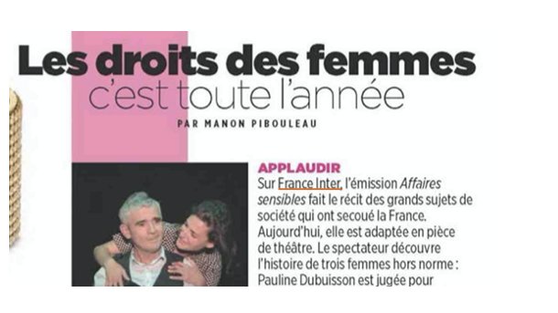 #THEATRE 🎭   <a href="/Cosmopolitan_fr/">Cosmopolitan France</a>  @FabriceDrouelle 

#AffairesSensibles 
"Le spectateur découvre l’histoire de trois femmes hors norme."

Au @BernardTheatre du lundi au mercredi et le dimanche

Toutes les informations 👇
theatretristanbernard.fr/affaires.html

<a href="/franceinter/">France Inter</a> <a href="/ManonPibouleau/">Manon Pibouleau</a>