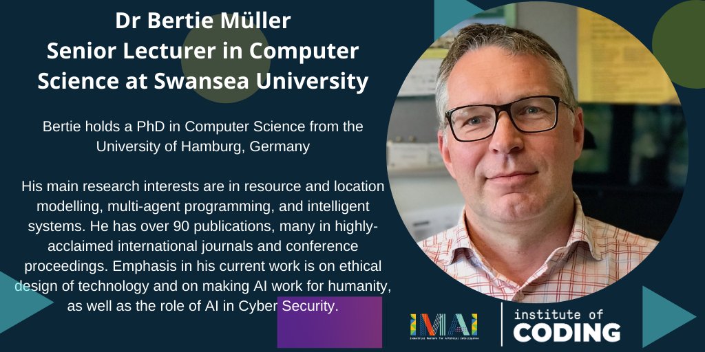 IMAIProgramme's tweet image. Our 4th panellists is here! For more details about the Cybersecurity focused event and to register, please click here: eventbrite.co.uk/e/129461993307
@bmuller_swansea #aimasters #instituteofcoding @OfficeforAI