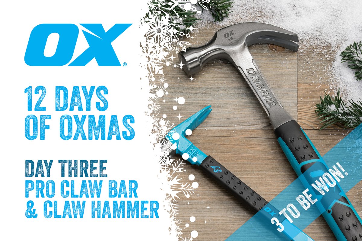 On the third day of OXmas, my favourite tool brand gave to me....A chance to win 1 of 3 OX Pro Claw Bar and Claw Hammer sets! Like, comment and share this post to be  in with a chance of winning!

#christmas  #oxtools #competition #win #tools #construction #livethetrade
