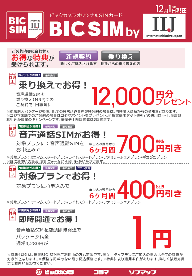 月々お安くスマホをご利用頂ける『BIC SIM』 3GBのデータと音声通話