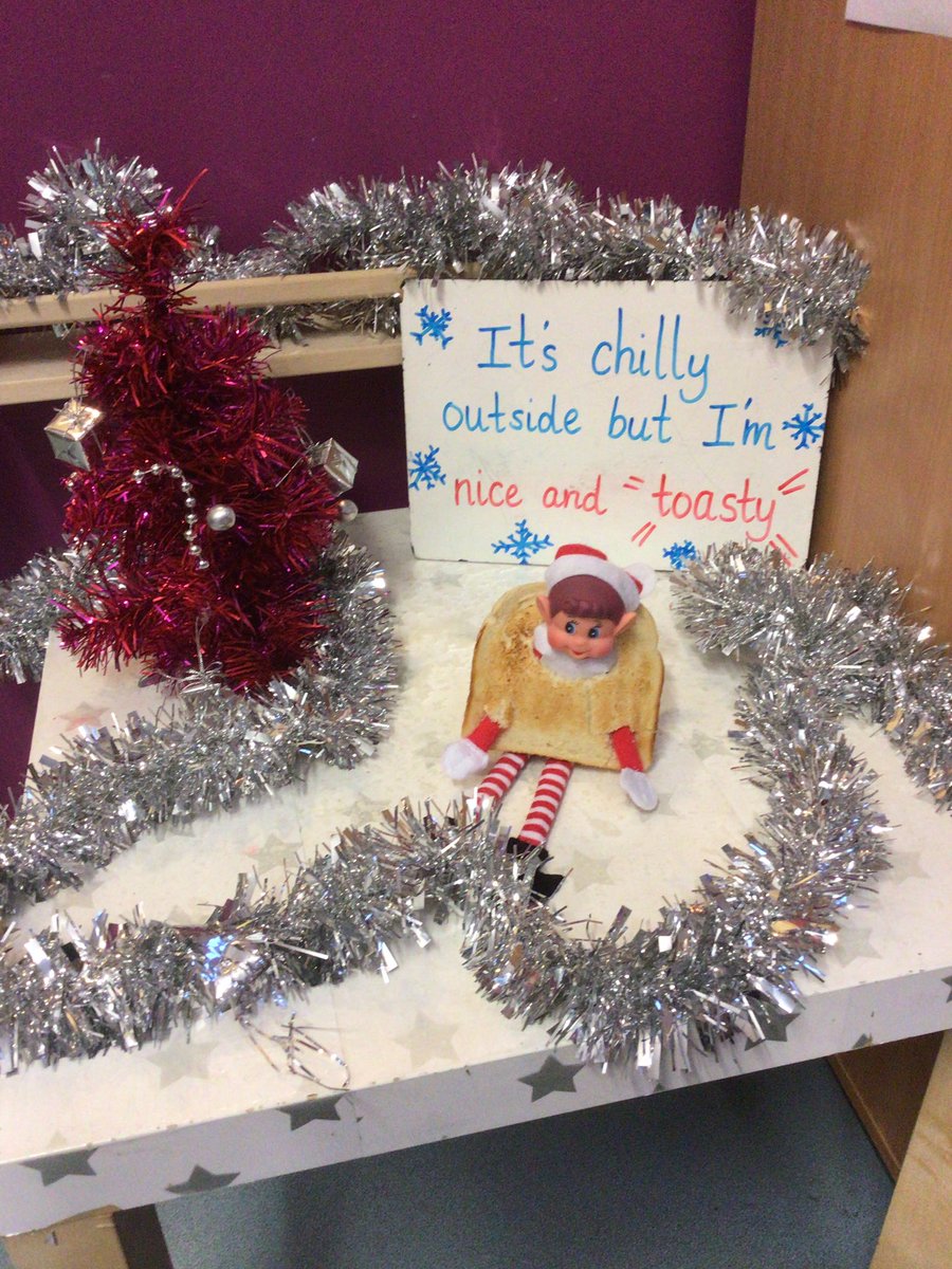 Our cheeky Nursery elf joined us for breakfast this morning! 😃✨ We loved his little joke 🤣 #elfontheshelf #nurserychristmas