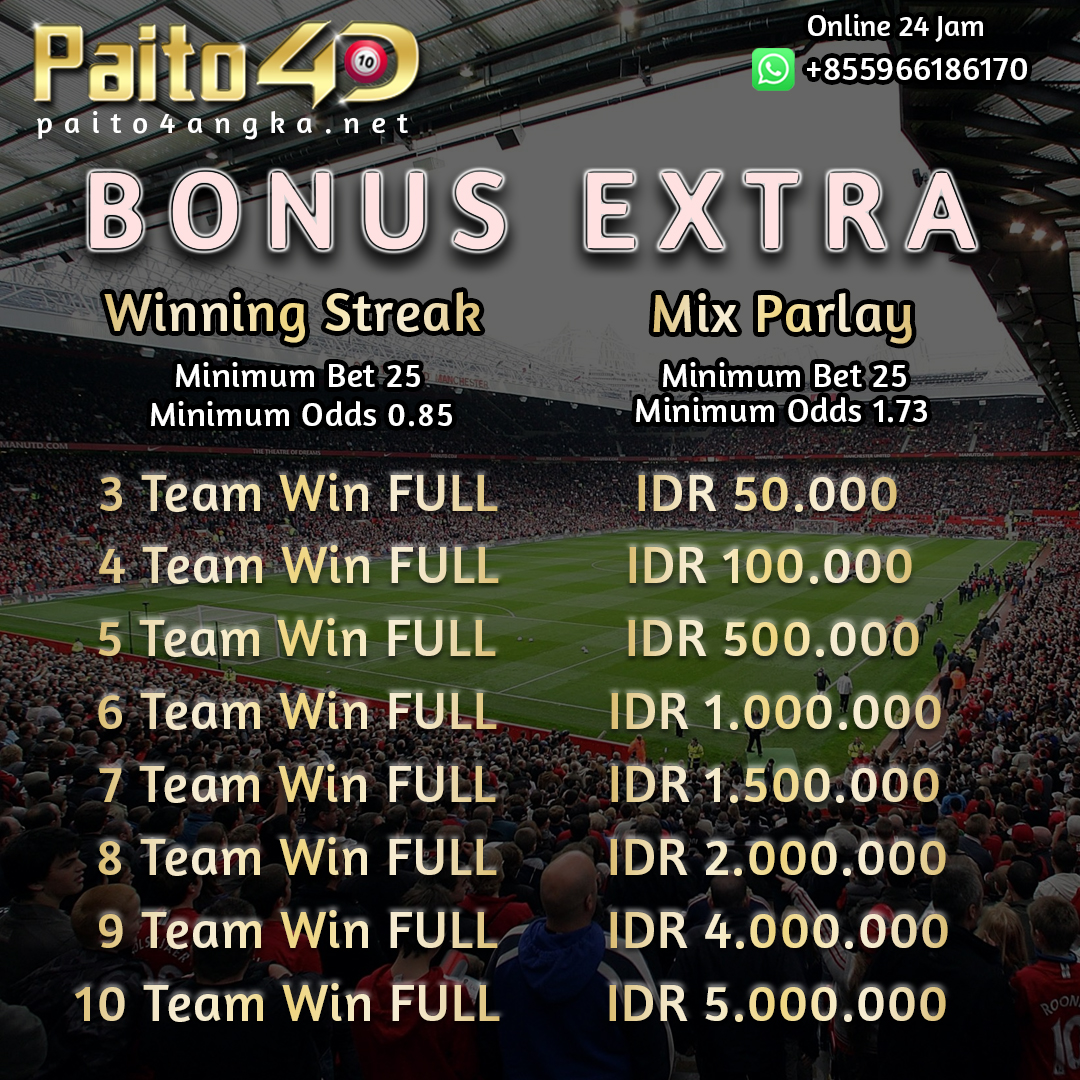BERITAMENARIK3's tweet photo. situs bandar judi online paito4d dengan menyediakan promo besar besaran bonus extra winning streak dan mixparlay dengan memiliki hadiah total ratusan ribu hingga jutaan rupiah yuk bergabung di situs Paito4D terpercaya SeIndonesia #judibola #judionline  #eventparlay #bonusparlay https://t.co/MuiOq1KqX7