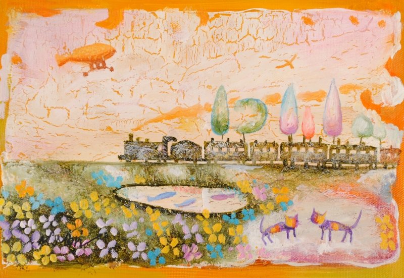 ○森正明 ○「トレイン2」 ○油絵 2017年に描かれた油絵の絵画です