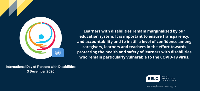 EElawcentre's tweet photo. #IDPD Today is International Day of Persons with Disabilities! Learners with disabilities were disproportionally affected by school closures during the National State of Disaster and by the health, social &amp; economic consequences of the #COVID19 pandemic. [THREAD👇] https://t.co/L1lVaf4oS3