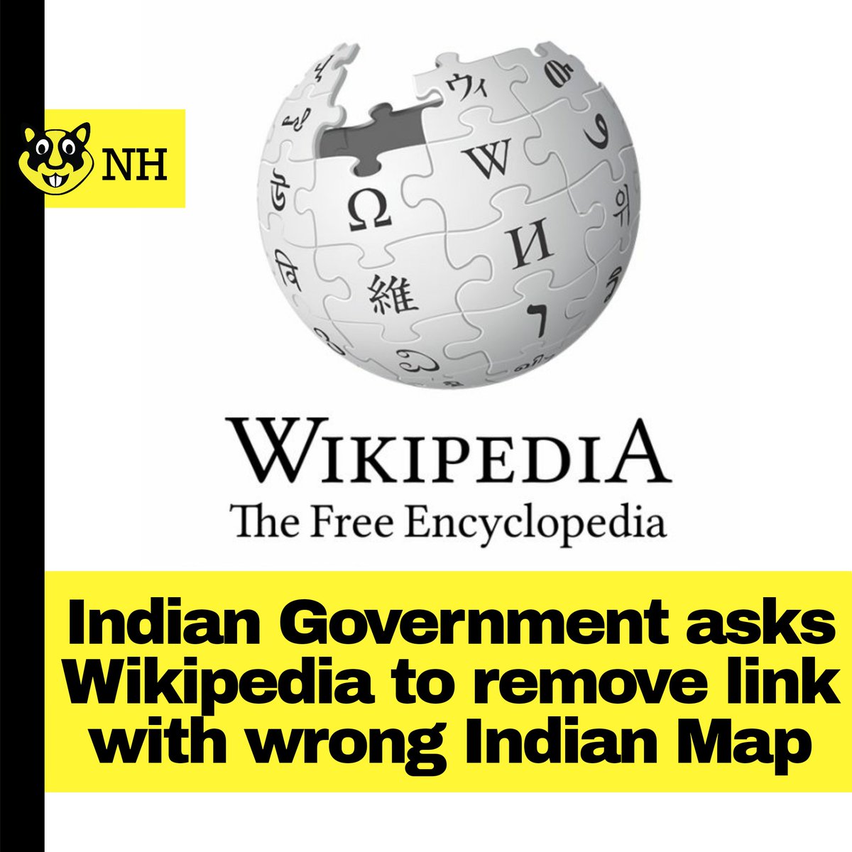 NewsHamster1's tweet image. The #Indiangovernment has ordered Wikipedia to remove a link from its platform that shows an #incorrectmap of #JammuAndKashmir, according to sources. The #MinistryofElectronicsandIT has issued this order under Section 69A of the IT Act, 2000.