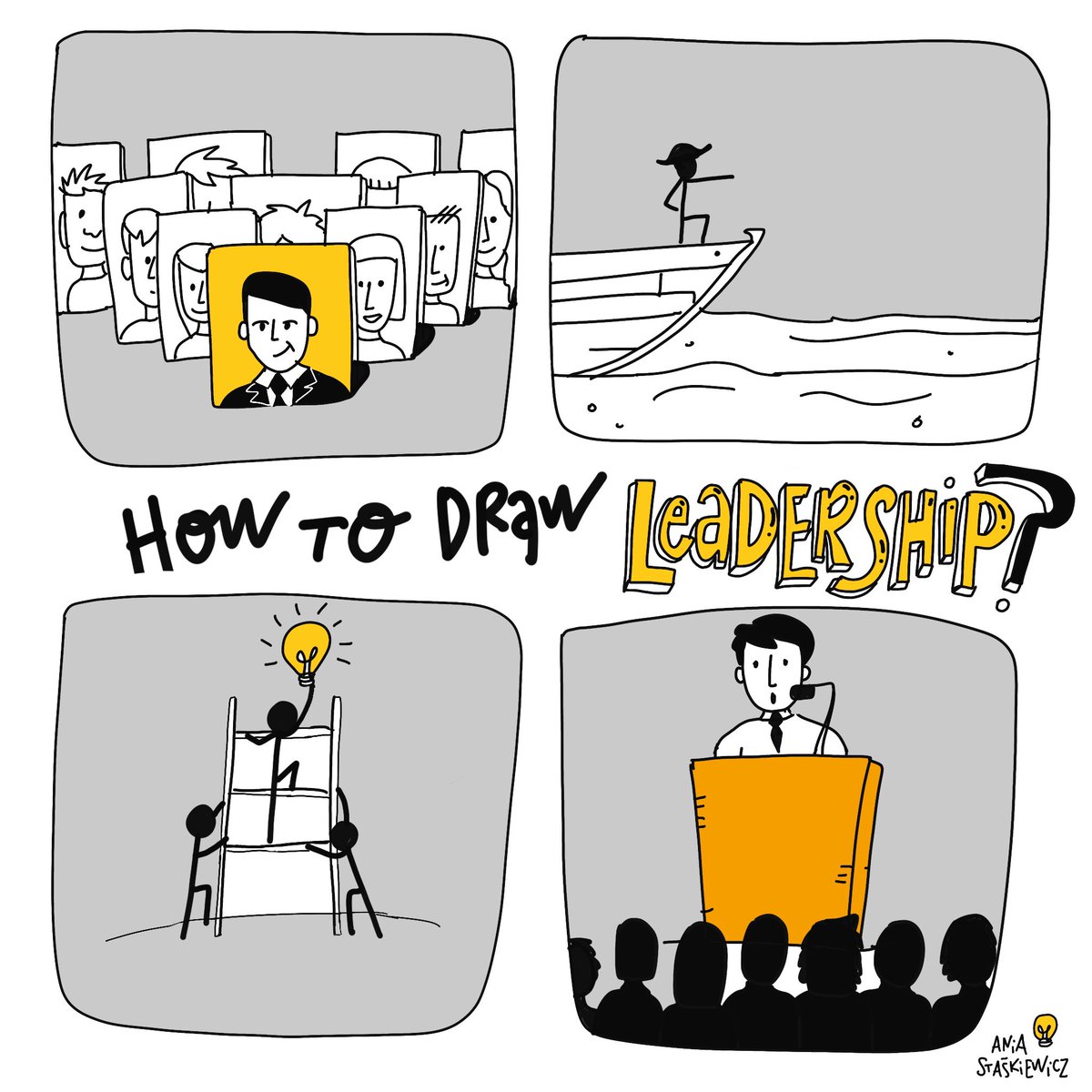 AniaStaskiewicz's tweet photo. How to draw leadership📓🖊💡#sketchnotes #sketchnoting #graphicrecording #thinkvisual #visualthinking #leadership https://t.co/DOeD45xZD2