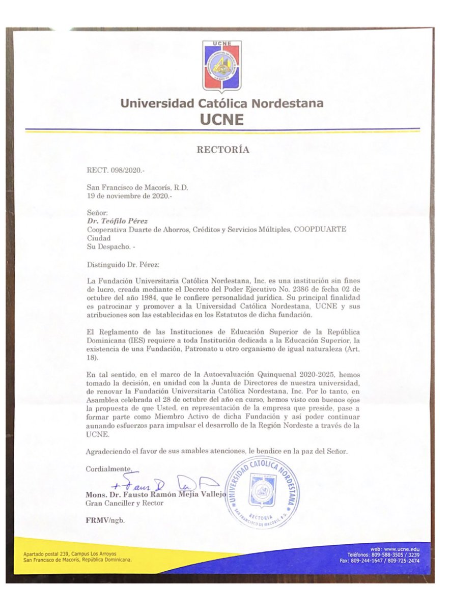 Urologodrperezg's tweet photo. Gracias a la #UniversidadCatolicaNordestana  por elegir la #CoopDuarte  a ser parte de la #FundacionUniversitaria https://t.co/P2MBzeQnpU