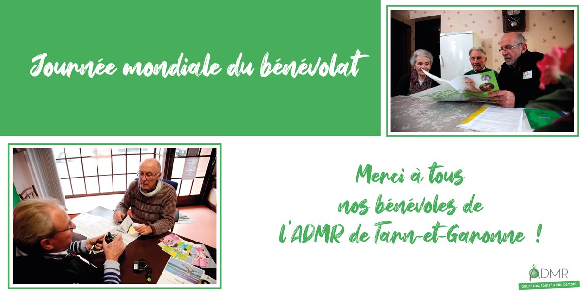 fedeADMR_82's tweet photo. #JournéeMondialedubénévolat 
L'#ADMR de Tarn-et-Garonne souhaite remercier chaleureusement tous ses bénévoles pour leur engagement, leur disponibilité et leur bienveillance auprès de nos personnes aidées ! 🙏
Si vous souhaitez devenir bénévole, c'est ici https://t.co/jLoMcGNHt8 https://t.co/3TEoCk3IVW