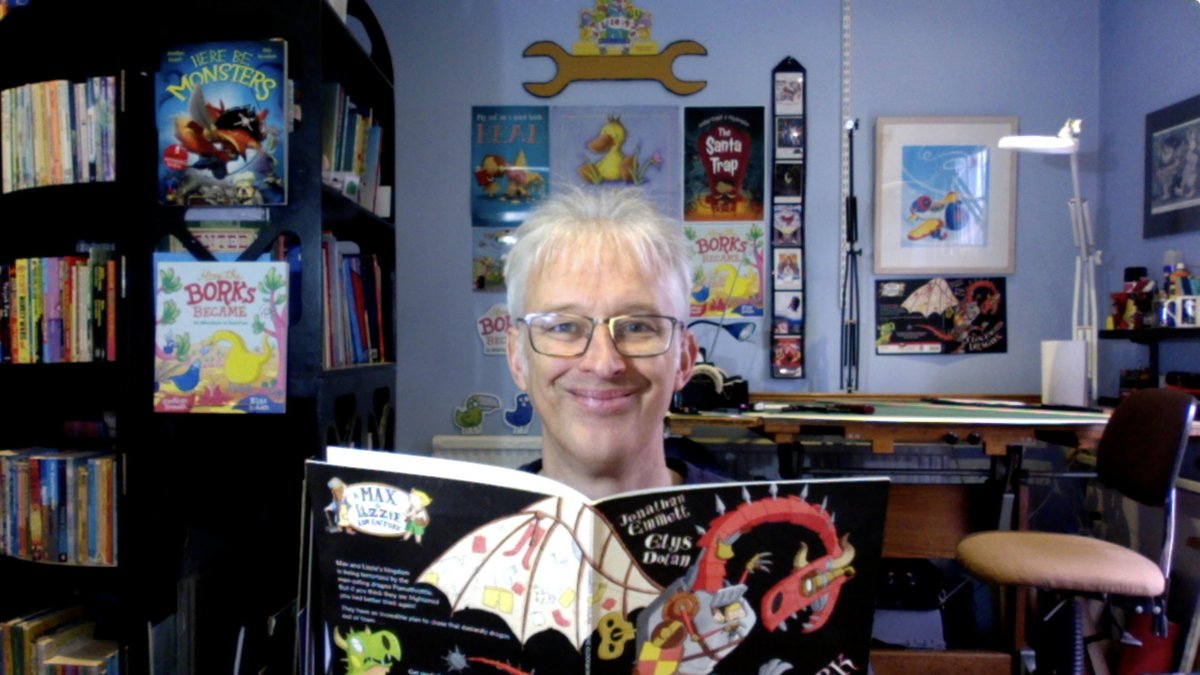 JonathanEmmett's tweet photo. I'm looking forward to virtually visiting Nottingham schools, along with storyteller Sophie Snell and poet @paulcooksonpoet for @readingnottm’s FUN WITH STORIES AND WORDS day today.
I’ll be reading #TheClockworkDragon, by me and @ElysDolan, and making another clockwork creature. https://t.co/fdEqpxo4U1