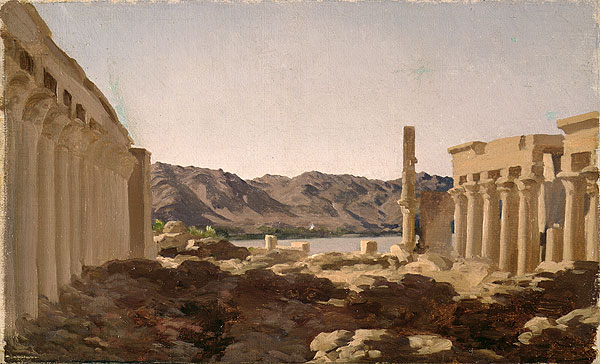 Leighton travelled to Egypt in 1868, a year before the opening of the Suez Canal. These landscapes from his two-month tour of the Nile show his interest in the interplay between colour and light - an early sign of the artist’s burgeoning Aestheticism.