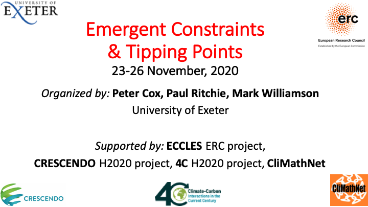 Videos from last week's excellent talks on Emergent Constraints and Tipping Points now available via emps.exeter.ac.uk/mathematics/st…. <a href="/ERC_Research/">European Research Council (ERC)</a> ECCLES project, @CRESCENDO_H2020, <a href="/4C_H2020/">4C Climate Carbon H2020</a>  <a href="/UofE_Research/">Research at Exeter</a>.