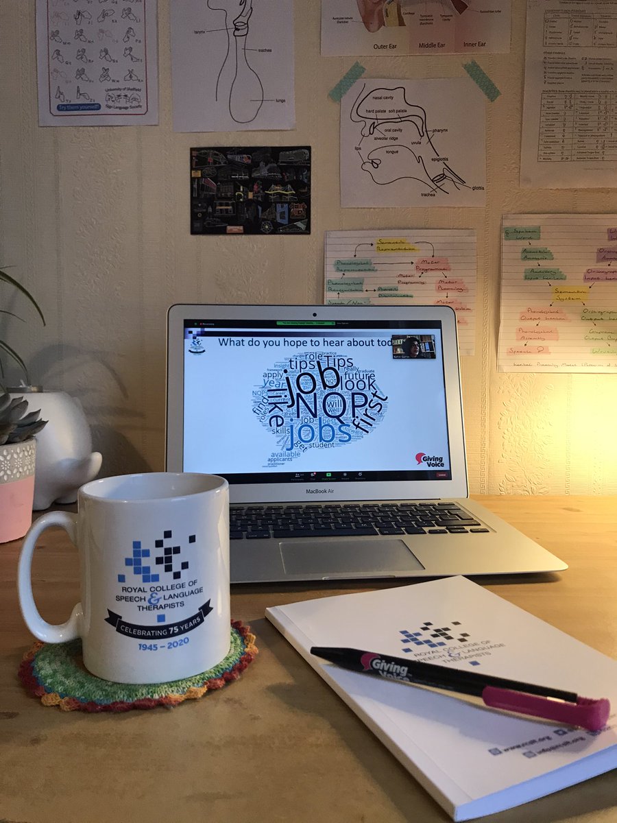 Excited to virtually attend the #RCSLTStudentDay today! Thought I’d use the most appropriate mug, notebook and pen 😄 looking forward to learning lots and gaining some great advice for the start of my career 🥳