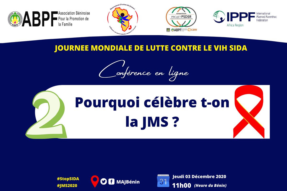 MAJBenin's tweet photo. Q2:Pourquoi célèbre t-on la JMS ?
#StopSIDA
#JMS2020 https://t.co/1buy4300jS