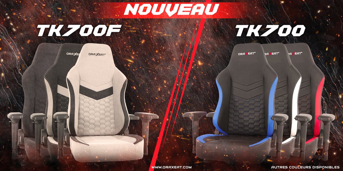 ORAXEAT's tweet photo. 💥Nouveautés #ORAXEAT💥
TK700 / TK700 F enfin disponibles !!
Retrouvez les ici 👉 https://t.co/jc88A1piIt
#fauteuilgaming https://t.co/BAsaCZpUy0