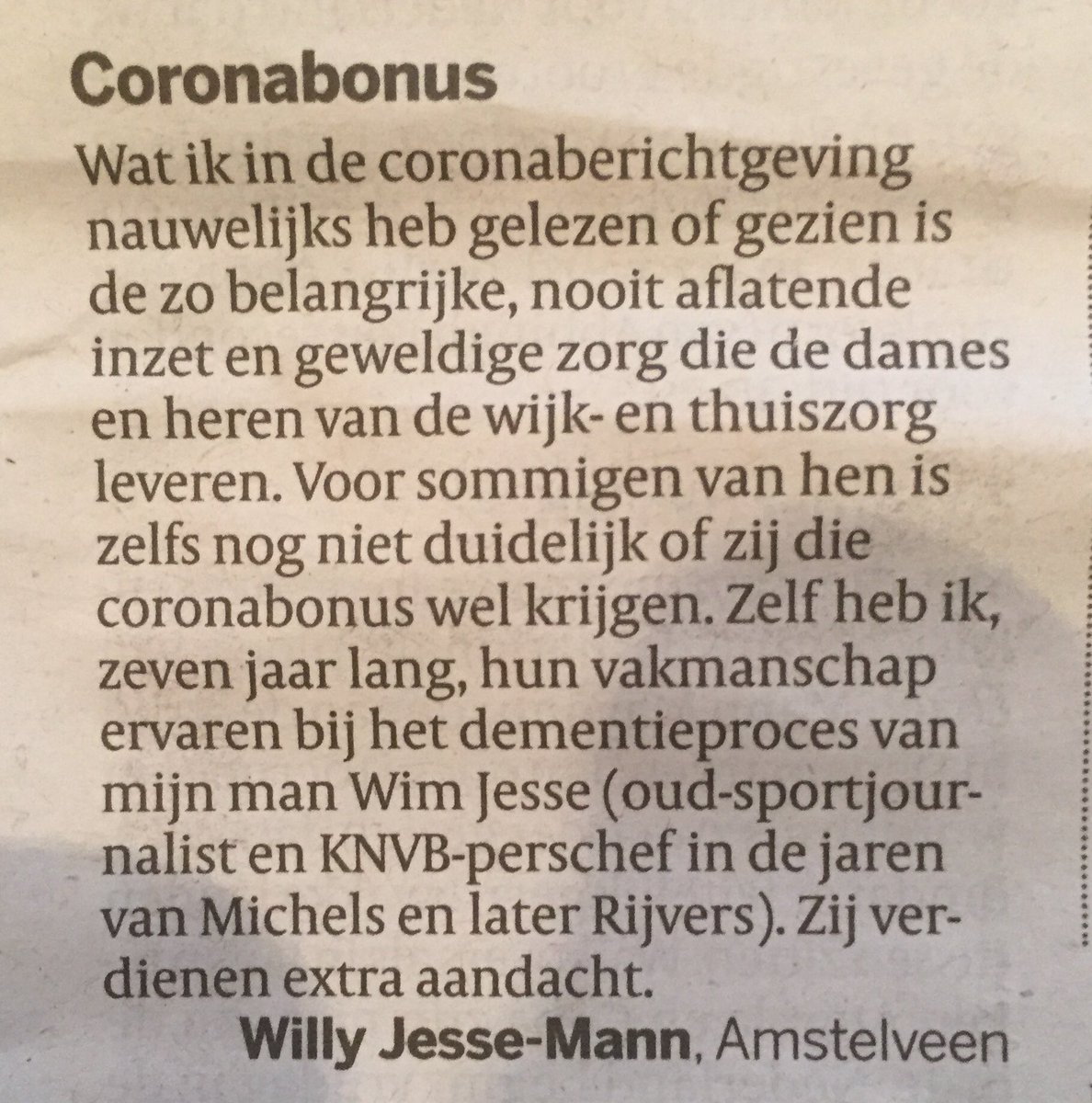 Mooie brief in de #Volkskrant van heden.