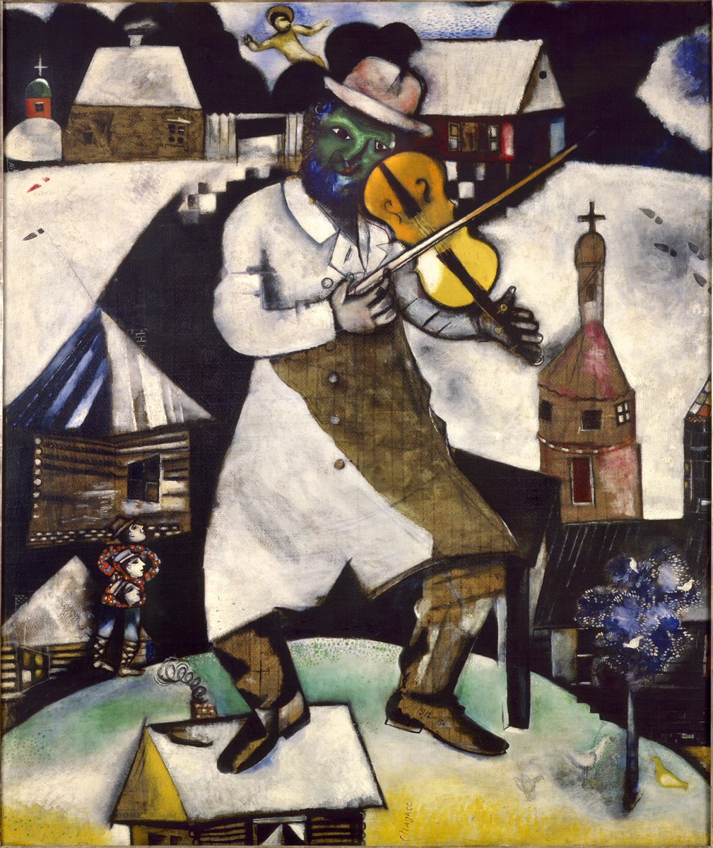 Russian-French artist Marc Chagall created works in a wide range of artistic formats. His oil painting "The Fiddler" was an inspiration for the musical Fiddler on the Roof.
#arthistory #20thCentury #cubism