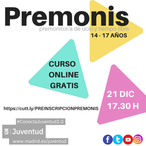 MadridJuventud's tweet photo. ¿Tienes inquietudes sociales? ¿Te apetece cambiar tu entorno junto a otros/as jóvenes? ¡Apúntate a este curso!#ConectaJuventud2.0 #oijsmadrid #oijinforma #premonisonline #premonis #curso #premonitor #premonitora #ocio #tiempolibre https://t.co/qd9jmIGHBf