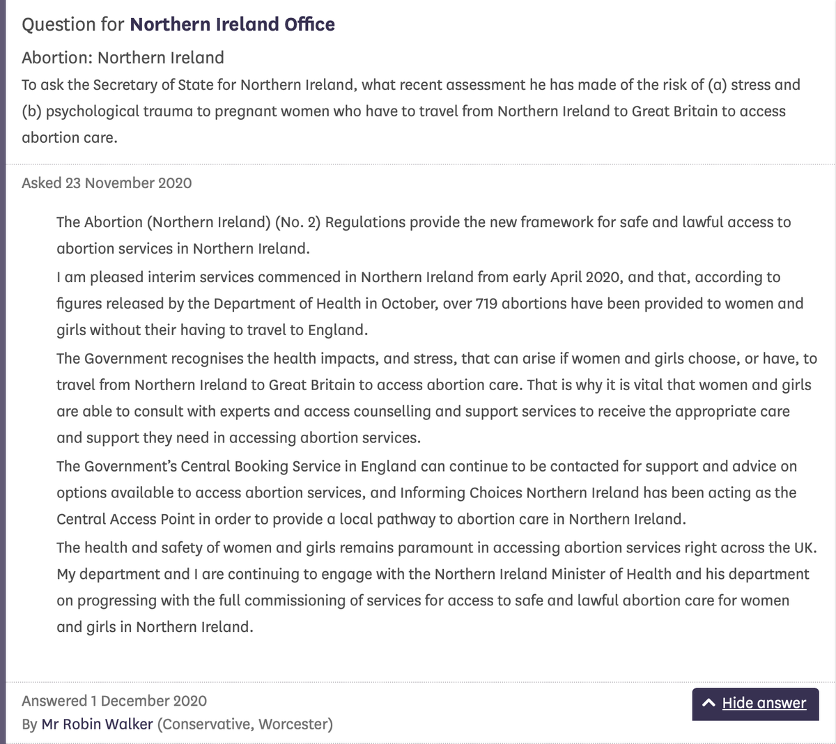 All4Choice's tweet photo. REMINDER Westminster remain responsible for upholding our human rights!The NIO's Minister Walker says they are working with the DoH & @RobinSwannMoH-it's time for action. We have the regulations, we need access.Thanks @RupaHuq for question. #NotJustOnPaper https://t.co/fkPe94F9af https://t.co/CNxxPvcgiL
