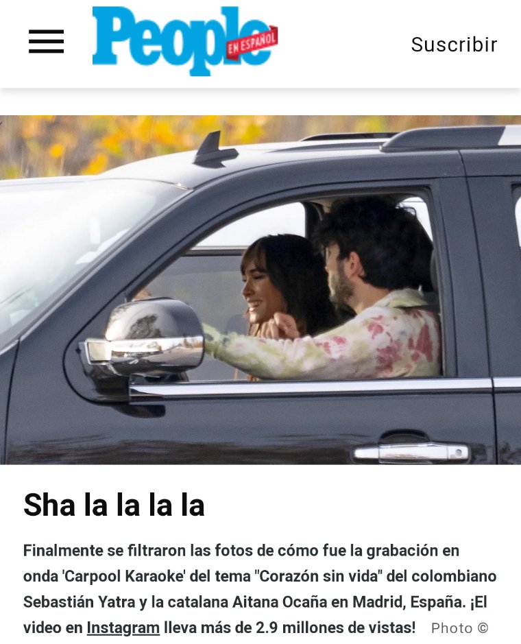 SYatraNewsMedia's tweet photo. ✓ @SebastianYatra & @Aitanax
#Karpool vía @peopleenespanol https://t.co/xLSHezNauH
