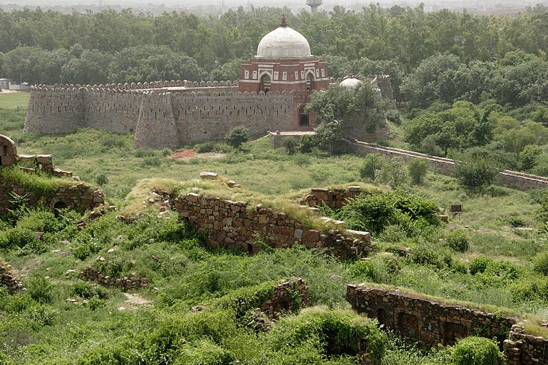 When the Tughlaqs went from being the governors of Multan to the Kings of Delhi they took the architecture with them.One of the most prominent feature of all Tughlaq architecture is the sloping wall which was first seen in Multan.