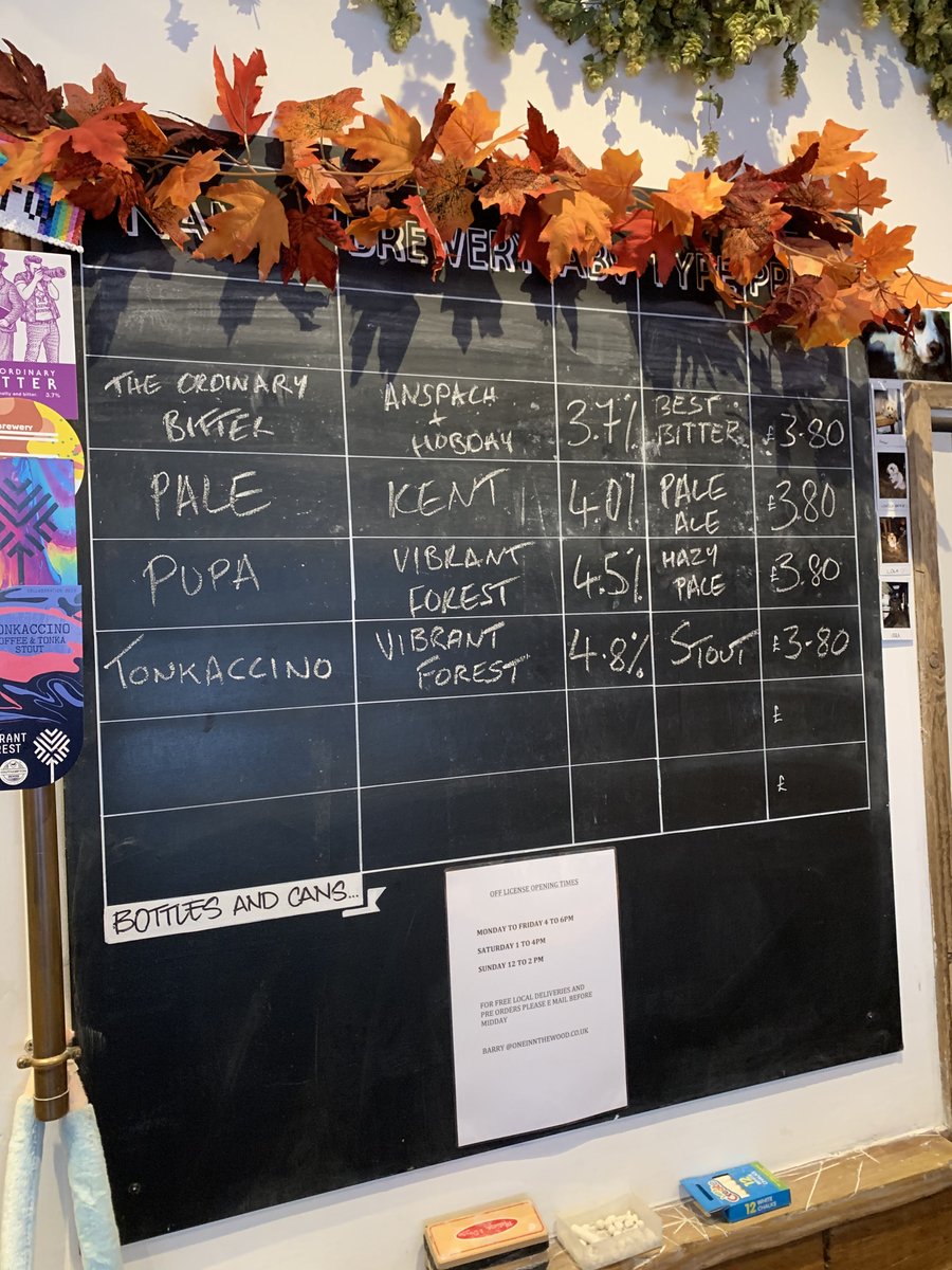 One Inn The Wood 🍻 (@oneinnthewood) on Twitter photo Today’s board....All fresh on and tasting mighty fine.
Most of the Tonkaccino has been Pre ordered but we have a little left for walk ins...
Open today for off sales only 4-6pm.
Delivery run tonight, get your orders in ASAP to barry@oneinnthewood.co.uk 🎄🍻🎄🍻🎄🍻🎄🍻 Today’s board....All fresh on and tasting mighty fine.
Most of the Tonkaccino has been Pre ordered but we have a little left for walk ins...
Open today for off sales only 4-6pm.
Delivery run tonight, get your orders in ASAP to barry@oneinnthewood.co.uk 🎄🍻🎄🍻🎄🍻🎄🍻