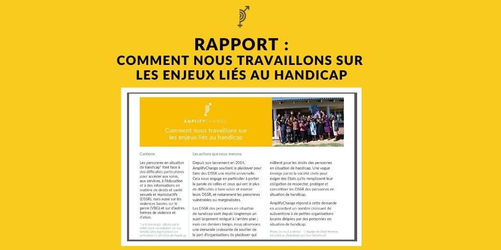 AmplifyChange croit en les #DSSR pour tou·te·s, même les plus vulnérables dont les personnes en situation de handicap : ce rapport montre comment nous soutenons et mettons en contact des organisations qui plaident pour protéger les #DSSR de ce public bit.ly/2Jov4KK