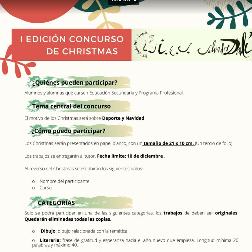 Nace el concurso de #christmas de nuestro centro con la ilusión de estimular nuestra creatividad... Participa que se acaba el plazo 😉
