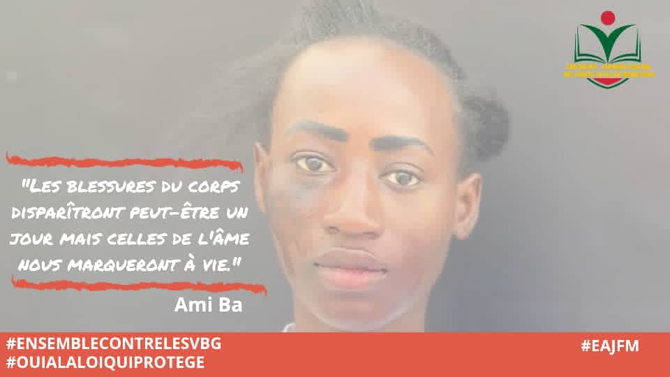 “Les blessures du corps disparaîtront peut-être un jour mais celles de l’âme nous marqueront à vie “
Message d’ami ba .
#ENSEMBLESCONTRELESVBG
#OUIALALOIQUIPROTEGE