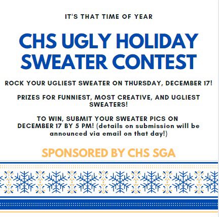 CalvertSGA's tweet image. This year we will be hosting an Ugly Sweater Contest, Join us in getting in the holiday spirit!! On December 17th